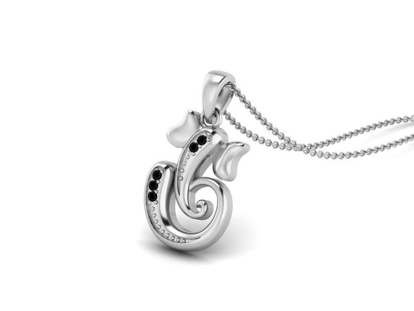 Black Spinel OM Ganesha Necklace - Sterling Silver
