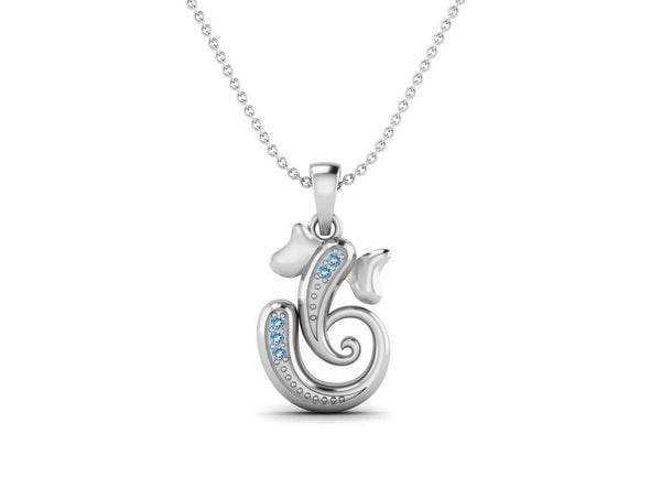 Blue Topaz OM Ganesha Necklace - Sterling Silver