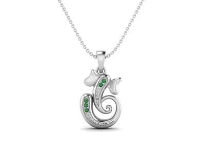 Emerald OM Ganesha Necklace - Sterling Silver