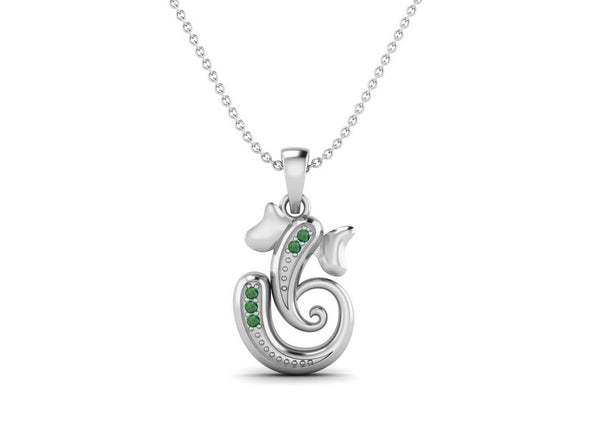 Emerald OM Ganesha Necklace - Sterling Silver