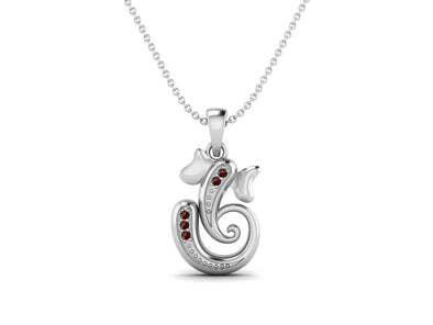 Garnet OM Ganesha Necklace - Sterling Silver
