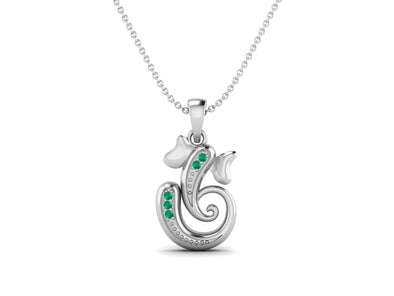 Green Onyx OM Ganesha Necklace - Sterling Silver