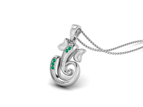 Green Onyx OM Ganesha Necklace - Sterling Silver