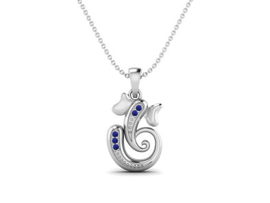 Lapis OM Ganesha Necklace - Sterling Silver