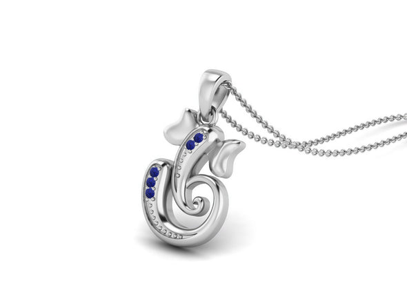 Lapis OM Ganesha Necklace - Sterling Silver