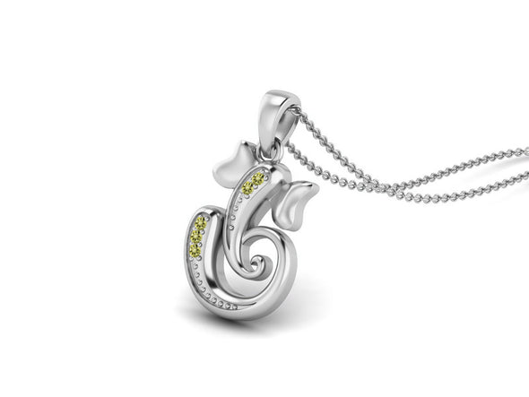 Lemon Quartz OM Ganesha Necklace - Sterling Silver