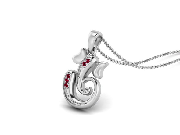 Ruby OM Ganesha Necklace - Sterling Silver