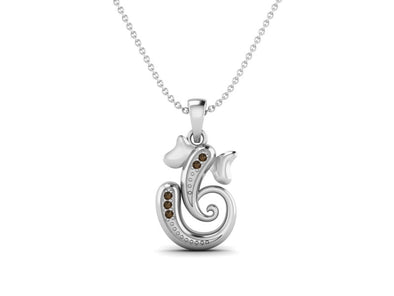 Smoky Quartz OM Ganesha Necklace - Sterling Silver