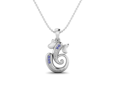 Tanzanite OM Ganesha Necklace - Sterling Silver