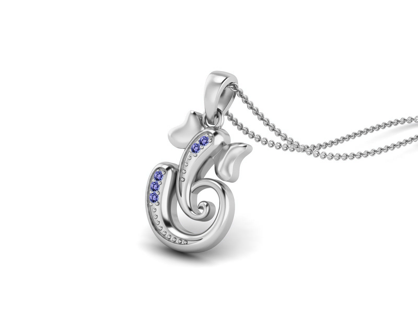 Tanzanite OM Ganesha Necklace - Sterling Silver