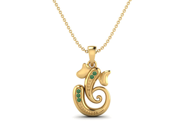 Emerald OM Ganesha Necklace - Sterling Silver