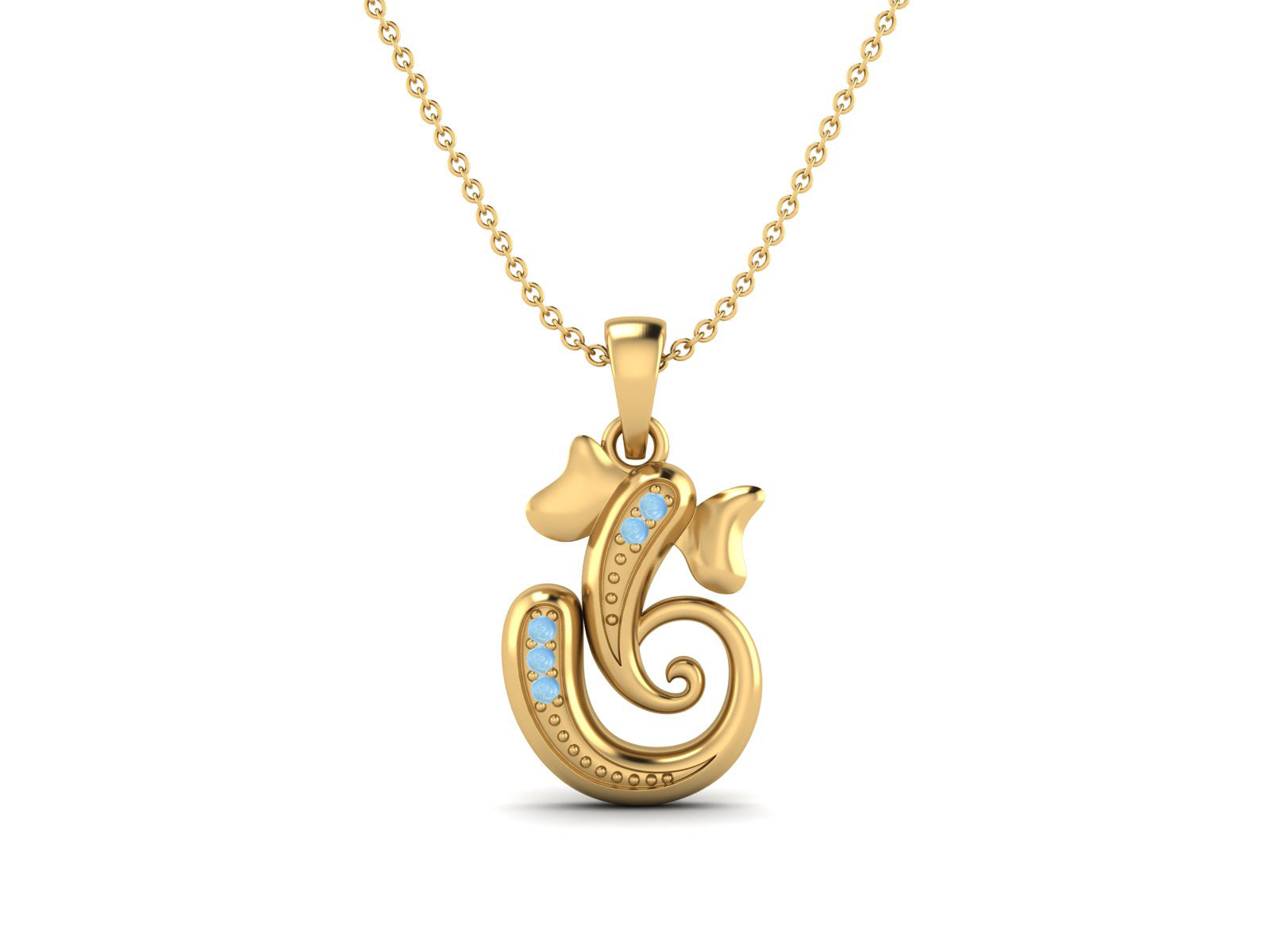 Larimar OM Ganesha Necklace - Sterling Silver