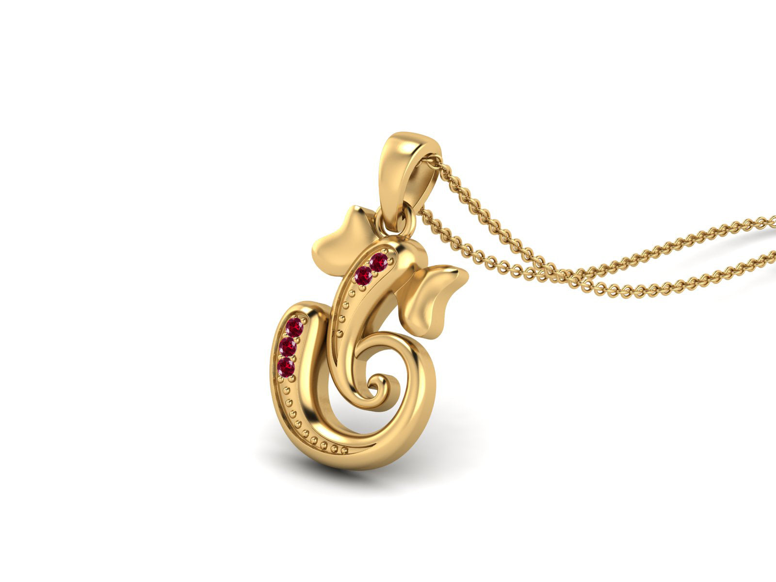 Ruby OM Ganesha Necklace - Sterling Silver
