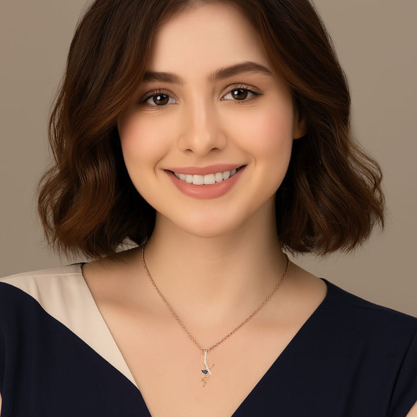 London blue Topaz Krishna Flute Pendant – Sterling Silver