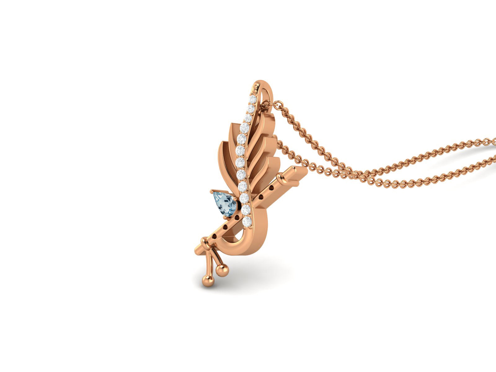 Blue Topaz Krishna Flute Pendant – Sterling Silver