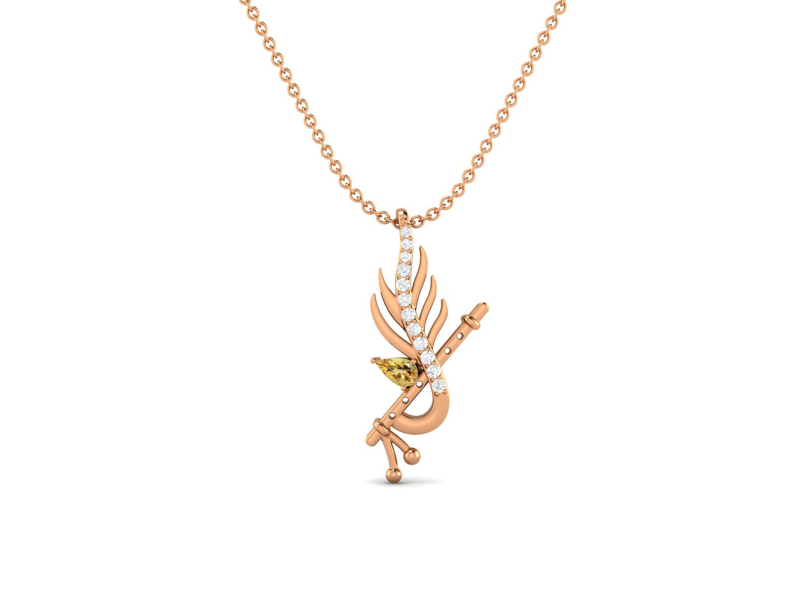 Citrine Krishna Flute Pendant – Sterling Silver