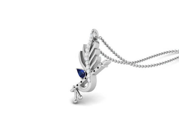 Blue CZ Krishna Flute Pendant – Sterling Silver