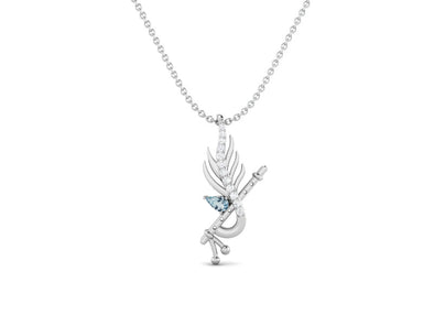 Blue Topaz Krishna Flute Pendant – Sterling Silver