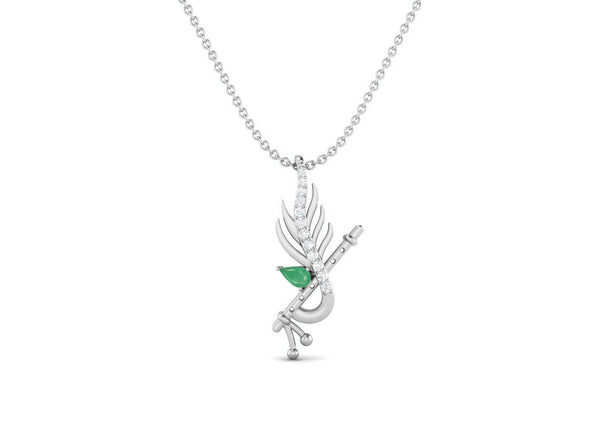 Emerald  Krishna Flute Pendant – Sterling Silver