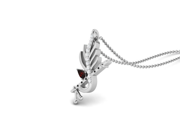 Garnet Krishna Flute Pendant – Sterling Silver