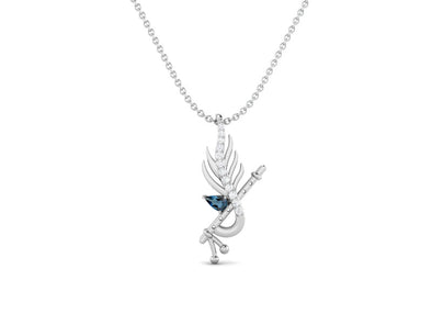 London blue Topaz Krishna Flute Pendant – Sterling Silver