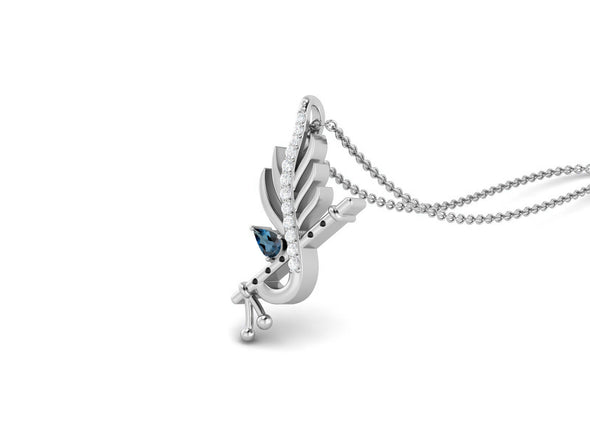 London blue Topaz Krishna Flute Pendant – Sterling Silver