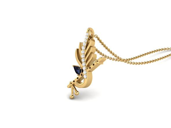 Blue Sapphire Krishna Flute Pendant – Sterling Silver