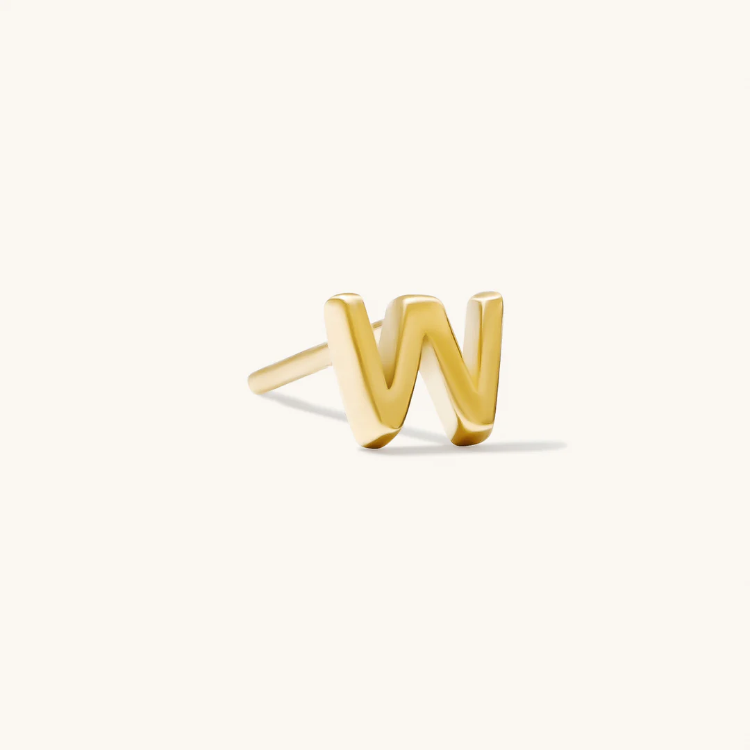 A to Z Initial Alphabet Studs Earrings – Sterling Silver Yellow Plated