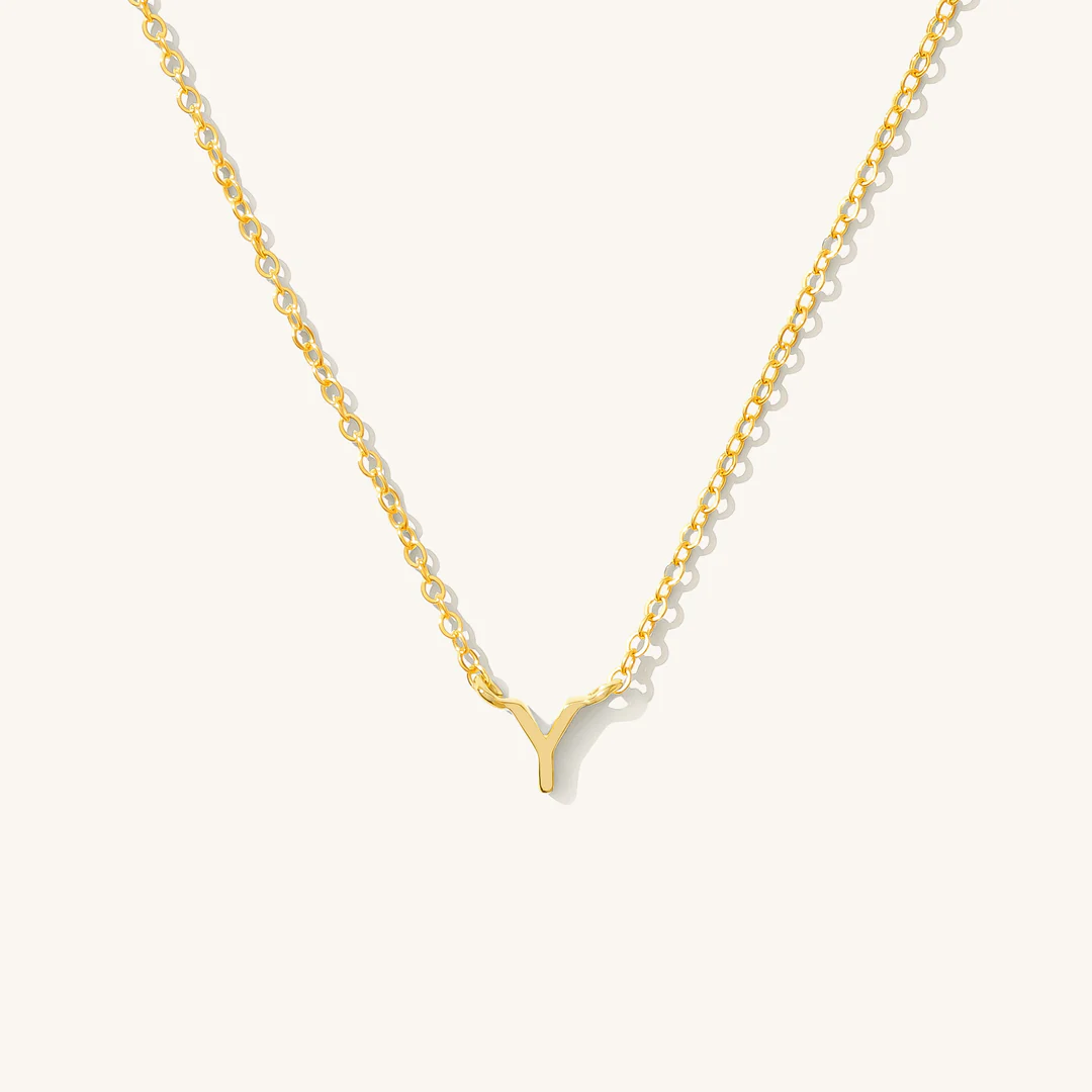 A to Z Initial Alphabet Studs Necklace – Sterling Silver Yellow Plated