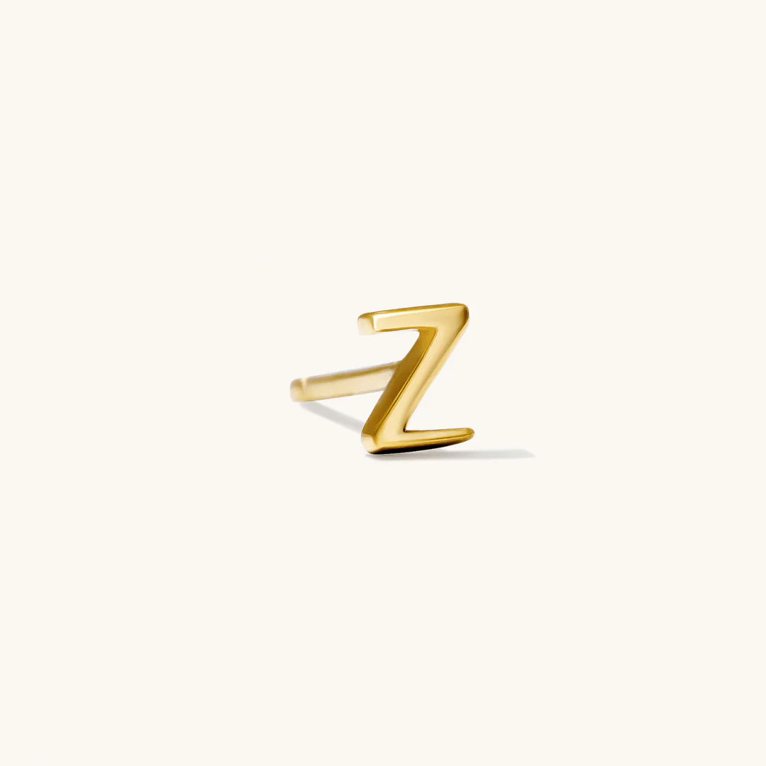 A to Z Initial Alphabet Studs Earrings – Sterling Silver Yellow Plated