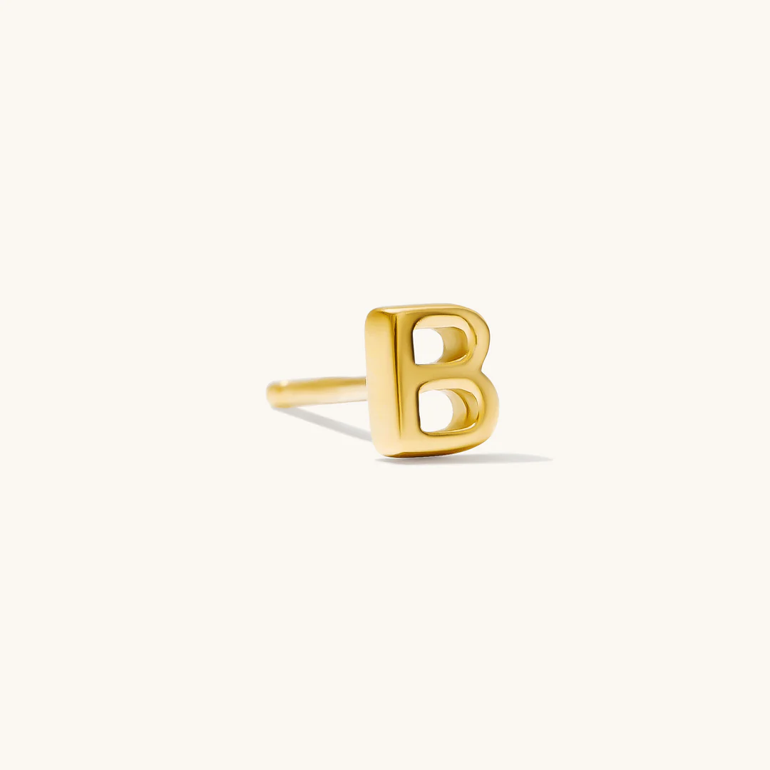 A to Z Initial Alphabet Studs Earrings – Sterling Silver Yellow Plated