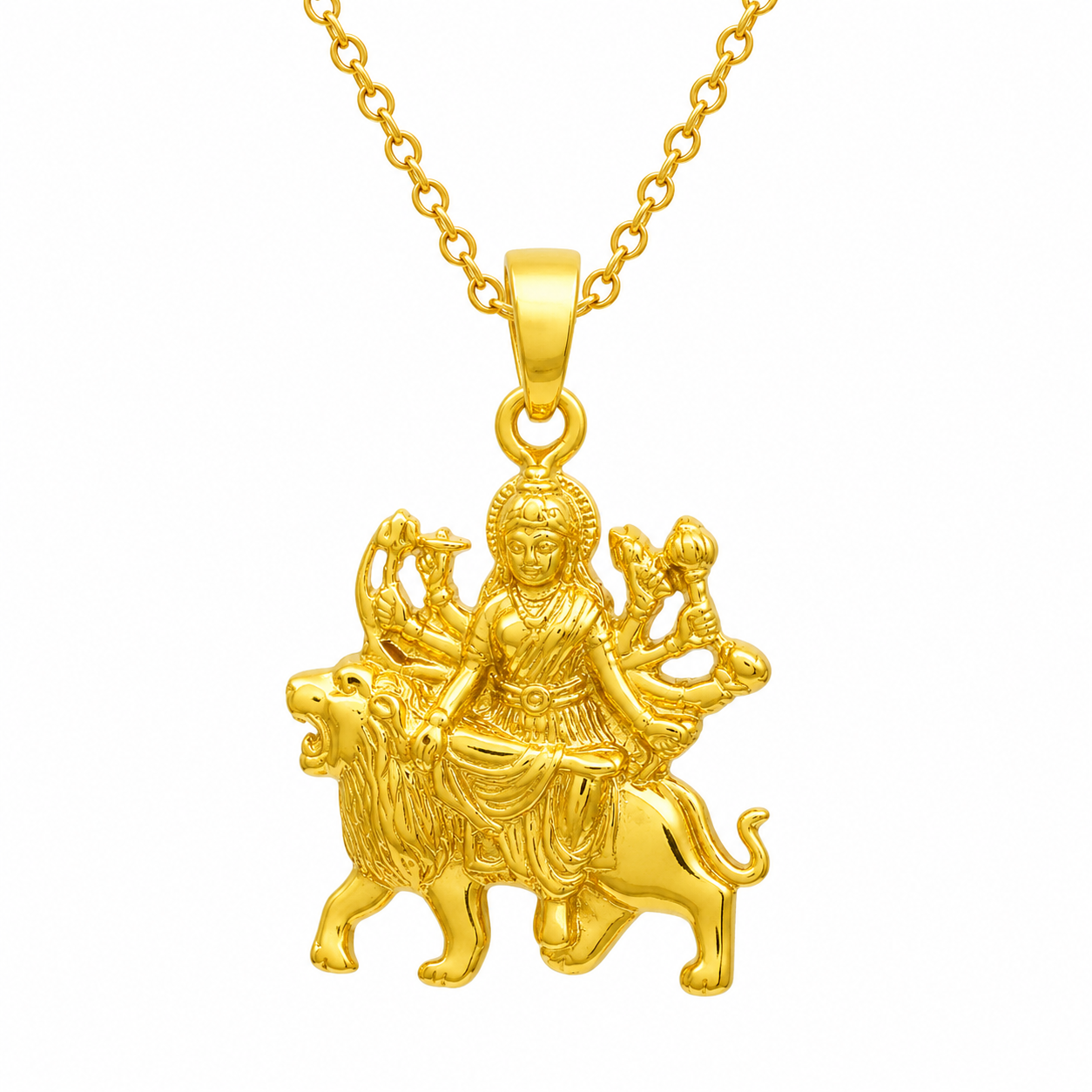 Durga Mata Pendant Divine Warrior Goddess Design - Sterling Silver