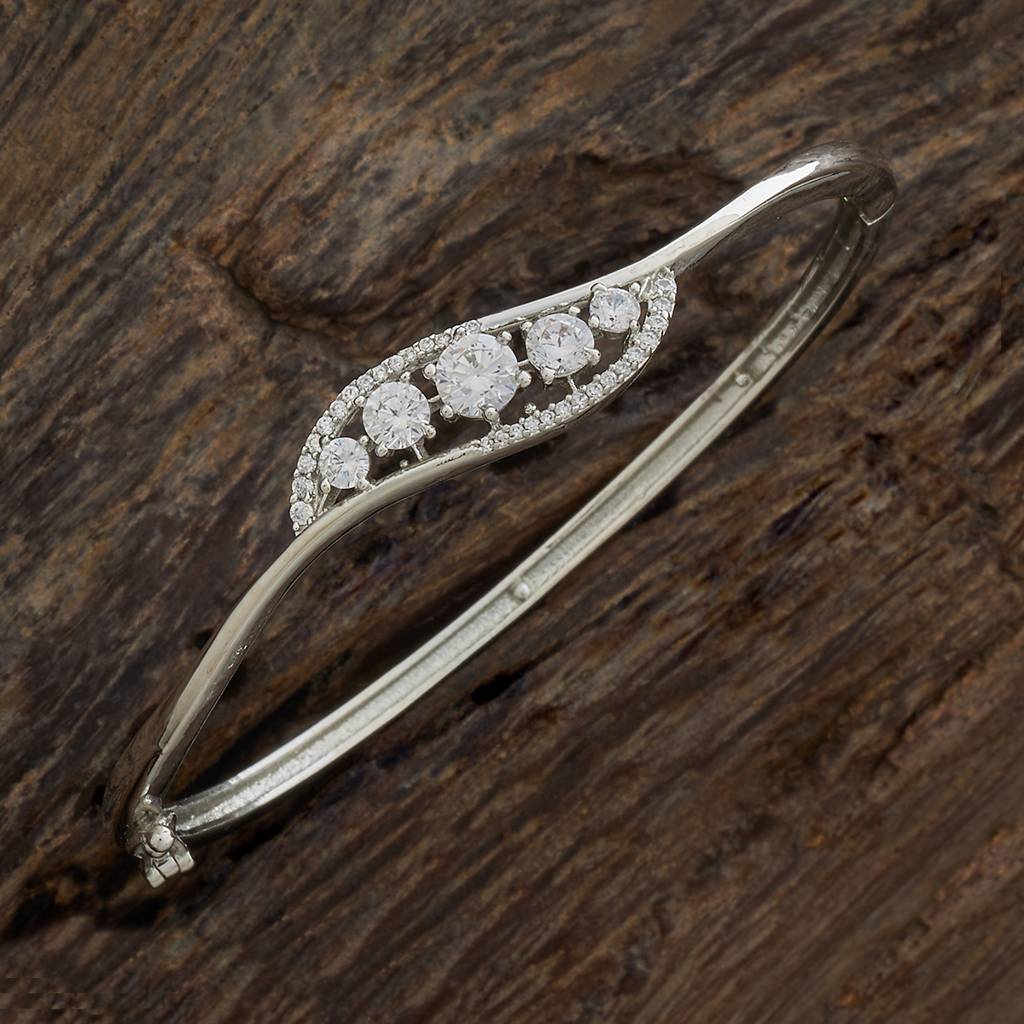 Grace Silver Diamond Bangle – 925 Sterling Silver