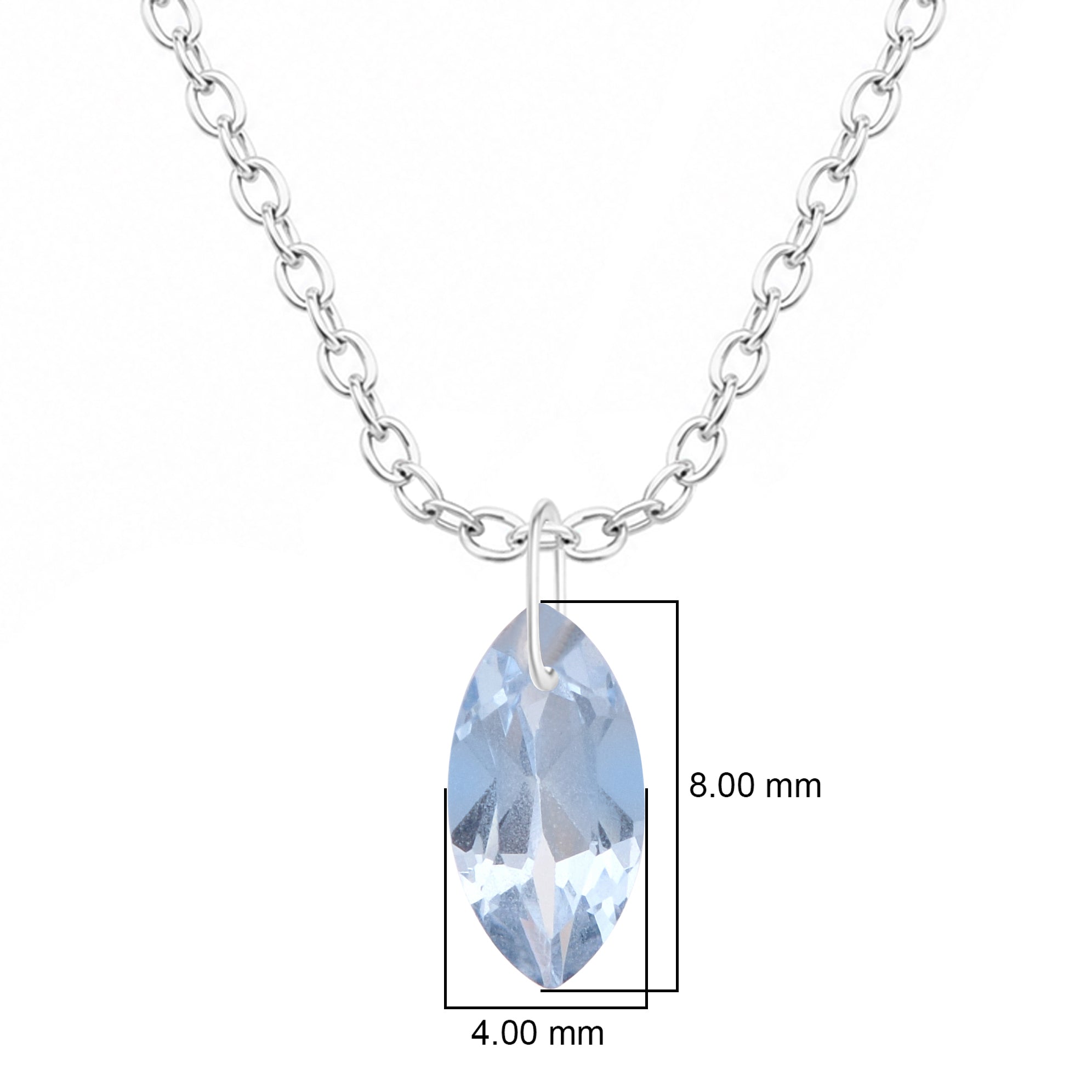 Marquise Blue Topaz Solitaire Pendant Necklace - 925 Sterling Silver