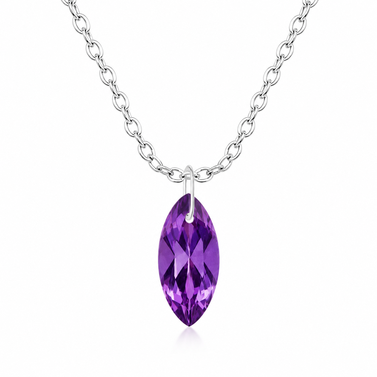 Amethyst Marquise Pendant Necklace - 925 Sterling silver