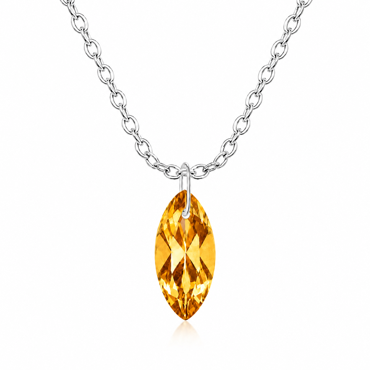 Citrine Marquise Pendant Necklace - 925 Sterling silver