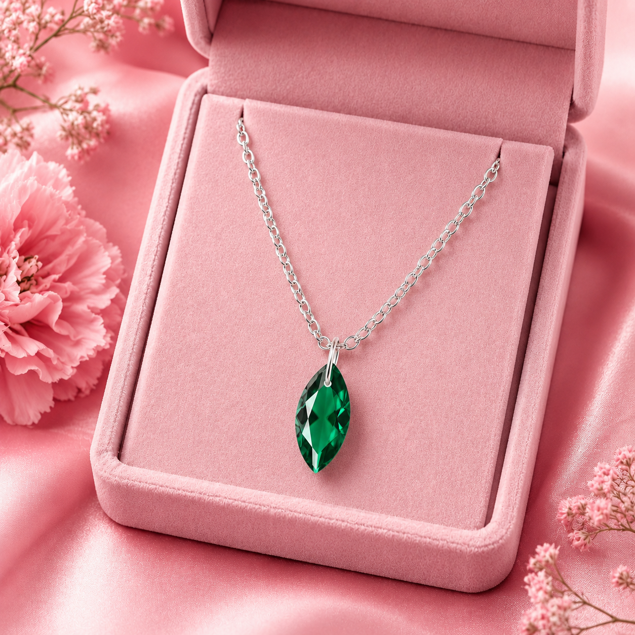 Emerald Marquise Pendant Necklace - 925 Sterling silver