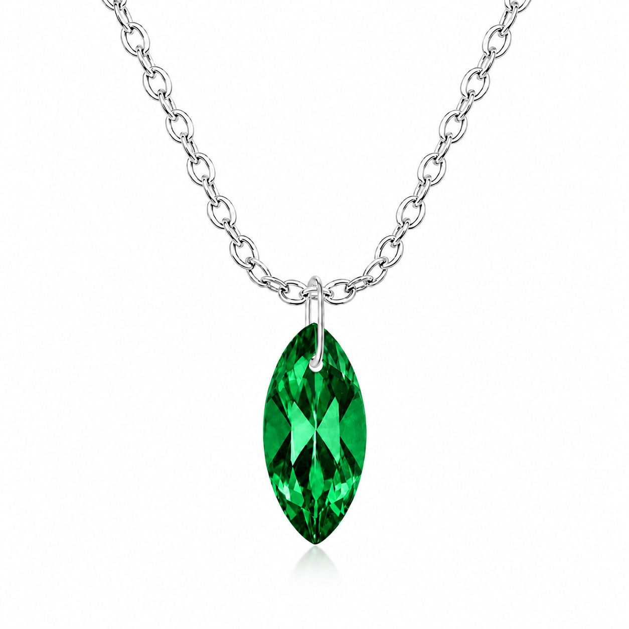 Emerald Marquise Pendant Necklace - 925 Sterling silver