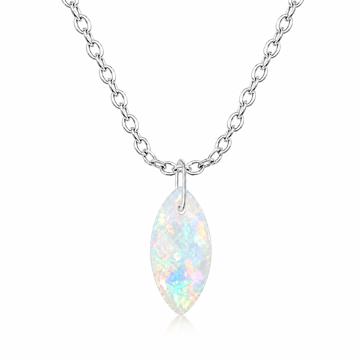 Opal Marquise Pendant Necklace - 925 Sterling silver