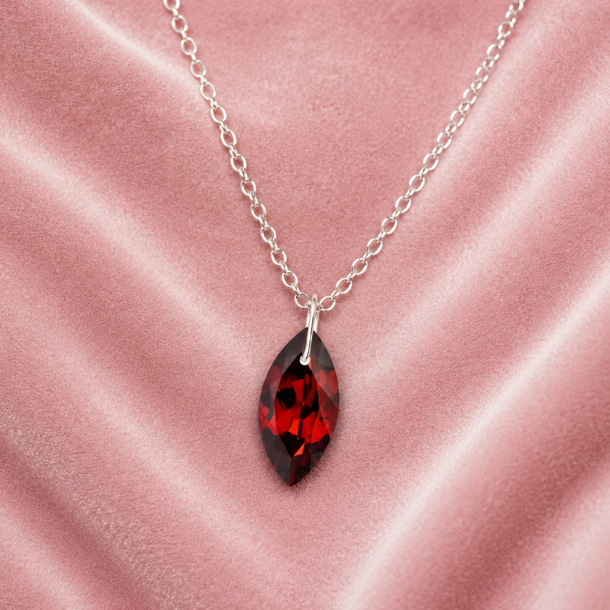 Garnet Marquise Pendant Necklace - 925 Sterling silver