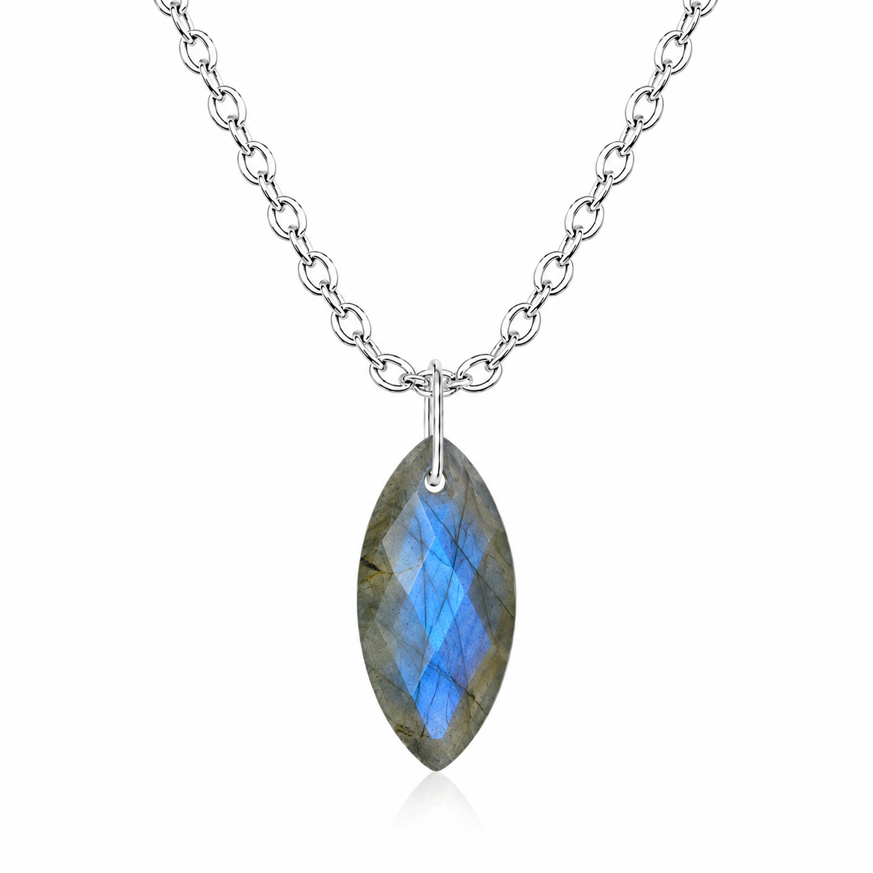 Labradorite Marquise Pendant Necklace - 925 Sterling silver