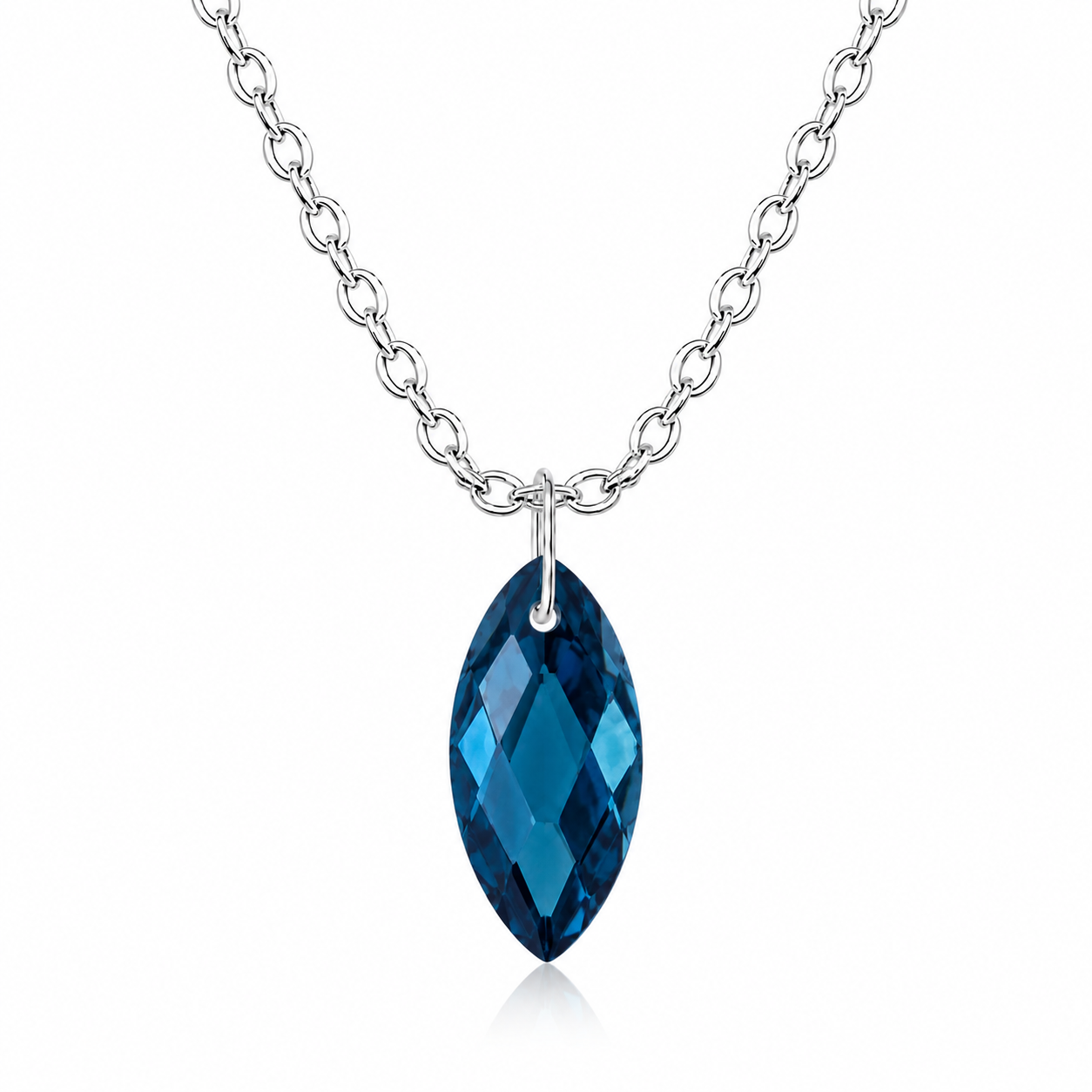 London blue topaz Marquise Pendant Necklace - 925 Sterling silver