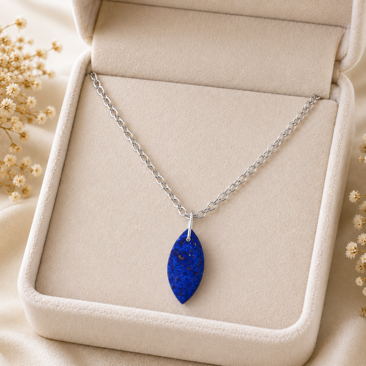 Lapis Marquise Pendant Necklace - 925 Sterling silver