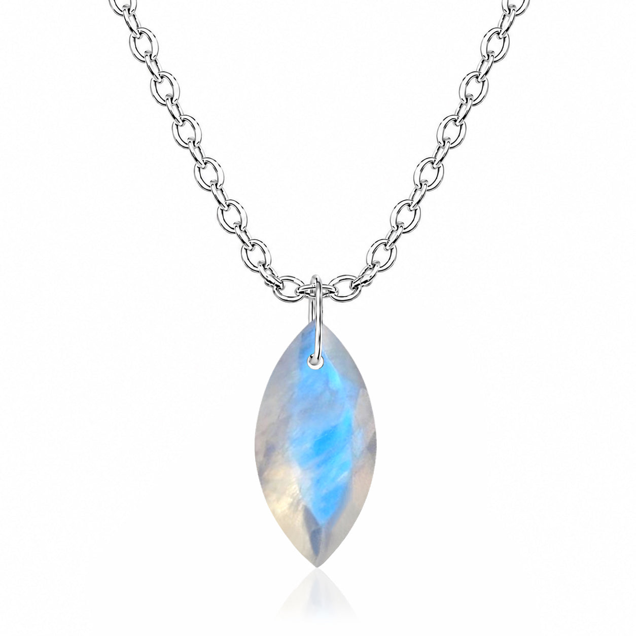 Moonstone Marquise Pendant Necklace - 925 Sterling silver