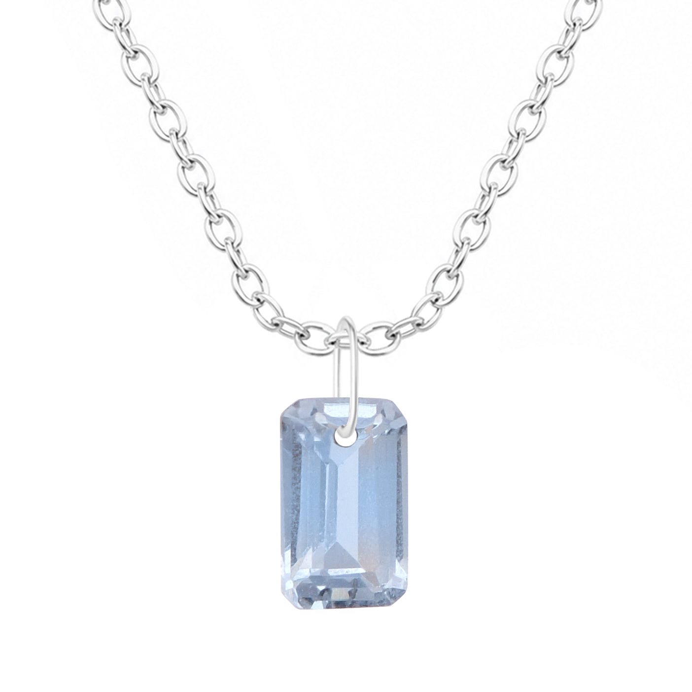 Octagon Shape Blue Topaz Solitaire Pendant Necklace - 925 Sterling Silver