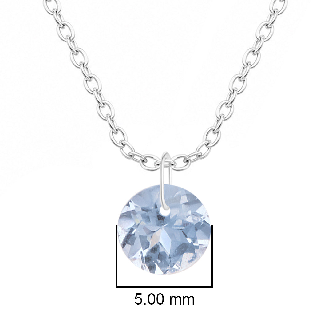 Round Cut Blue Topaz Solitaire Pendant Necklace - 925 Sterling Silver