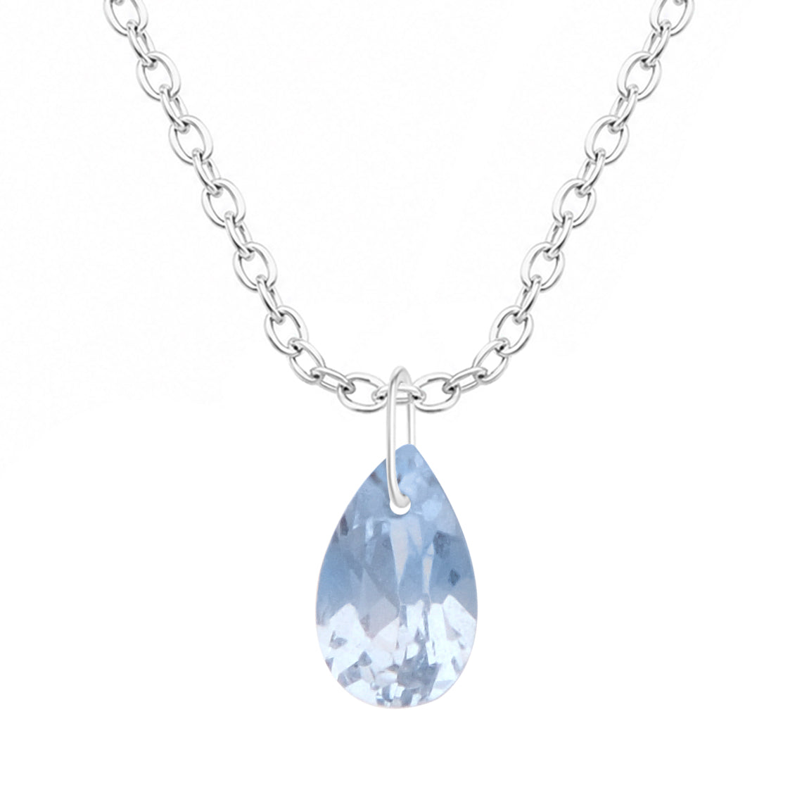 Pear Cut Blue Topaz Solitaire Pendant Necklace - 925 Sterling silver
